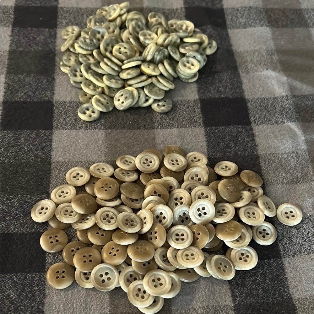 Large lot buttons beige brown and cream gray 120 each - 240 total 5/8”